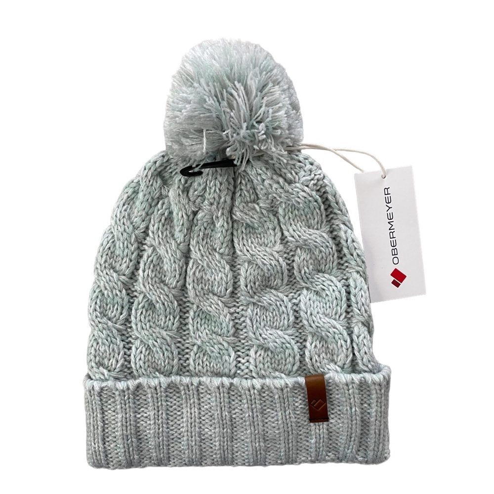 Obermeyer San Fran Kids' Winter Green Cable Knit Pom Beanie